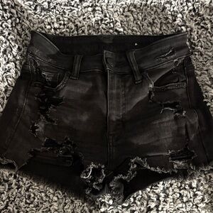 American Eagle Outfitters Black Ripped Jean Shorts